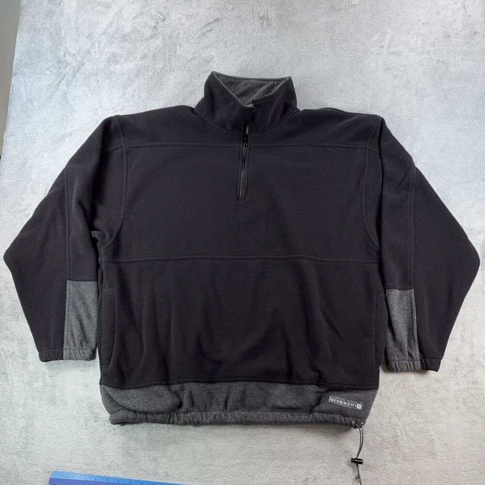 GIVENCHY Activewear Men's Fleece Pullover Black Long Sleeve Mock Neck Size 2XL